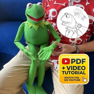 Frog Puppet Sewing Pattern PDF - Full Size A4 - Includes Video Tutorial - DIY Muppet Style Hand Puppet - Step-by-Step Guide - @PatylabPeru