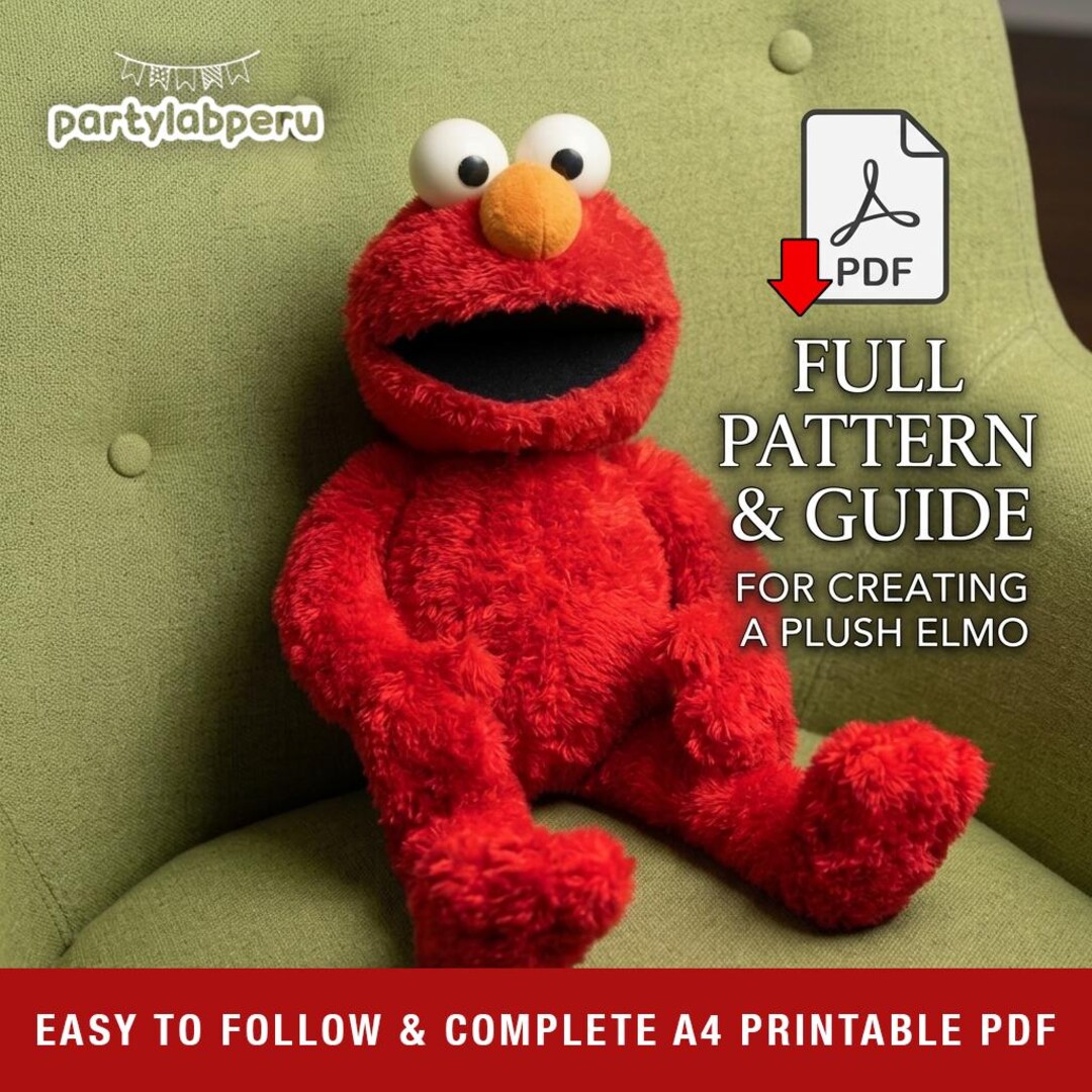 Smuppet Sewing Pattern Elmo Inspired Plush Pattern PDF, DIY Sesame Street Muppet Sewing ...