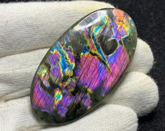 Beautiful Top Quality Natural Rainbow Fire/Multi LABRADORITE Oval Cabochon Loose Gemstone For Pendant/jewellery 32x59x5.5mm 102 Cts