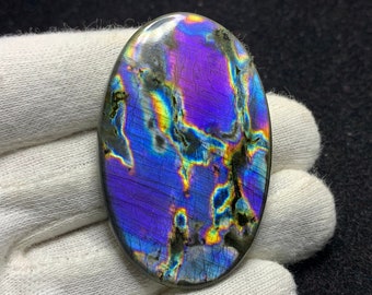 Beautiful Top Quality Natural Rainbow Fire/Multi LABRADORITE Oval Cabochon Loose Gemstone For Pendant/jewellery 37x57x5.5mm 106 Cts