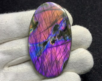 Beautiful Top Quality Natural Rainbow Fire/Multi LABRADORITE Oval Cabochon Loose Gemstone For Pendant/jewellery 34x58x4.5mm 84 Cts