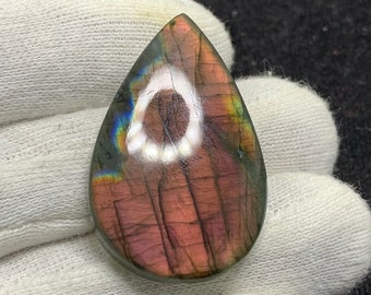 Mooie topkwaliteit natuurlijke multi-vuur/paarse LABRADORITE PEER cabochon losse edelsteen voor hanger/sieraden 25x40x6mm 52 Cts