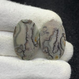 Paire de jaspe toile d'araignée naturelle cabochon ovale de pierres précieuses en vrac pour boucles d'oreilles 17x28x3mm 40 Cts