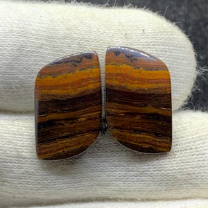 Tigre de fer rouge naturel, paire de cabochons de pierres précieuses en vrac pour boucles d'oreilles 11x17x2mm 16 Cts