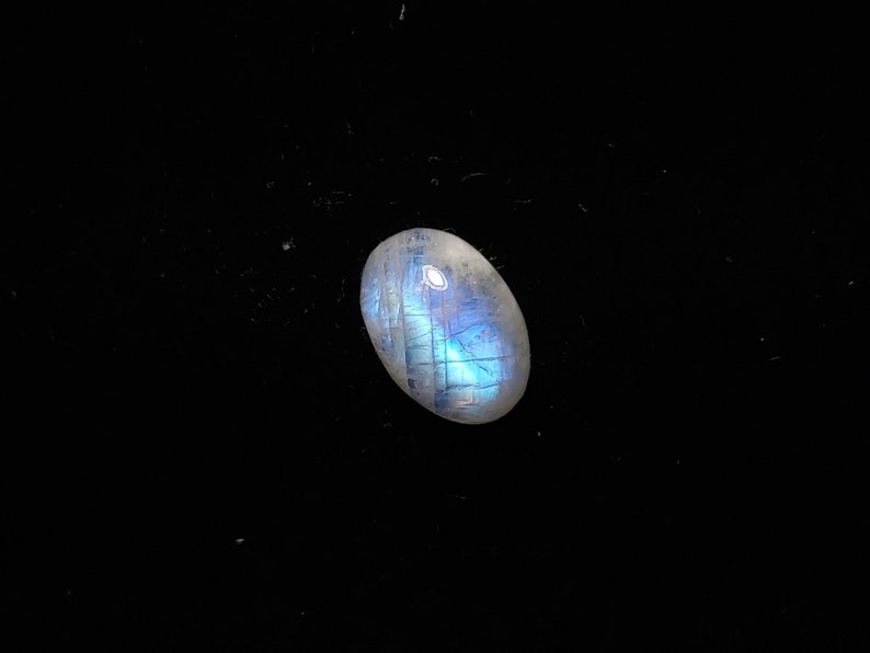 Natural Semiprecious Stone Blue Fire Rainbow Moonstone Smooth Oval Cabochon Loose Gemstone