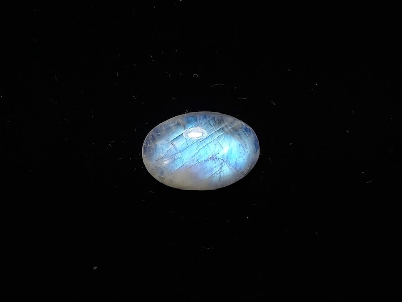 Natural Semiprecious Stone Blue Fire Rainbow Moonstone Smooth Oval Cabochon Loose Gemstone