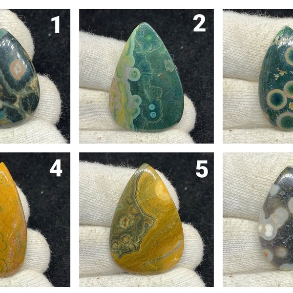 Natural Designer OCEAN JASPER PEAR Cabochon Loose Gemstone For Pendant/Jewelry