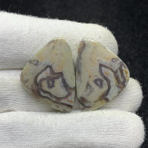 Paire de jaspe toile d'araignée naturelle cabochon fantaisie en vrac pour boucles d'oreilles 20x28x3mm 37 Cts