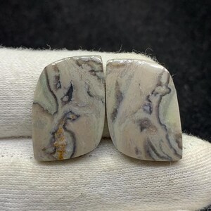 Par de pedras preciosas soltas cabochão de teia de aranha natural para brincos 15x22x3 mm 29 cts