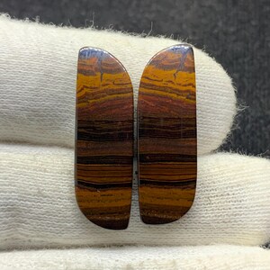 Tigre de fer rouge naturel, paire de cabochons de pierres précieuses en vrac pour boucles d'oreilles 14x29x3mm 22 Cts