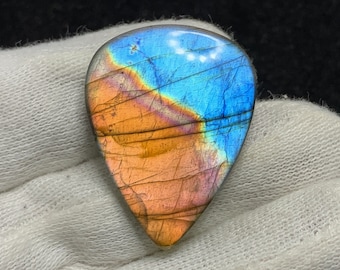 Mooie topkwaliteit natuurlijke Multi Fire/Multi LABRADORITE PEER Cabochon losse edelsteen voor hanger/sieraden 25x33x5mm 32 Cts