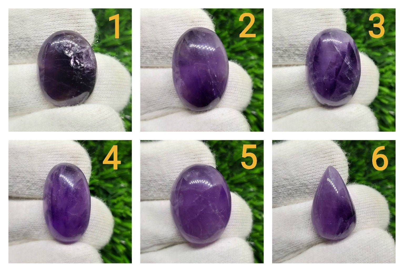 Natural Amethyst Oval Pear Fancy Cabochon Loose Gemstone Collection 