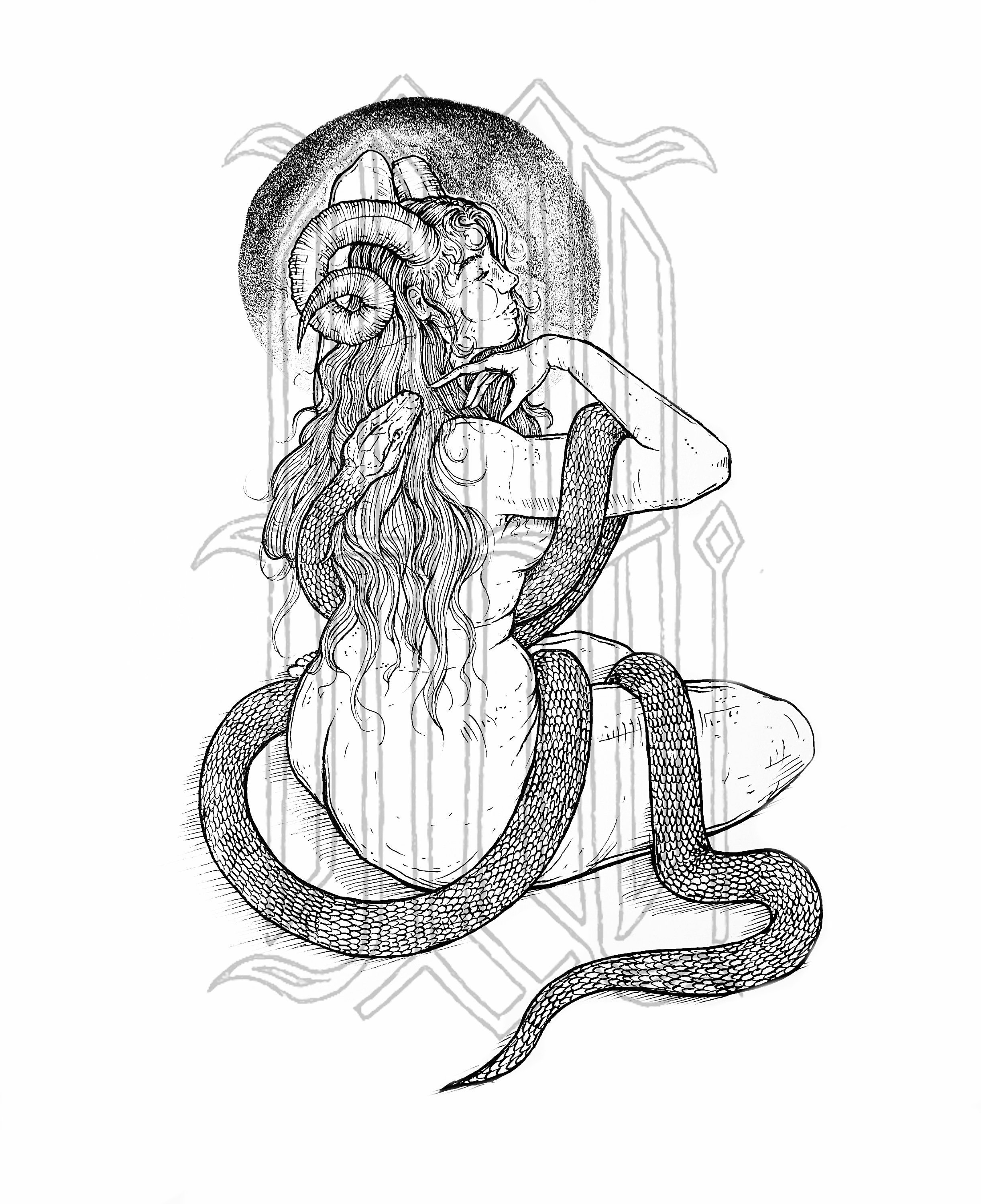 Lilith and Lucifer Tattoo Pass and Downloadable Print. - Etsy