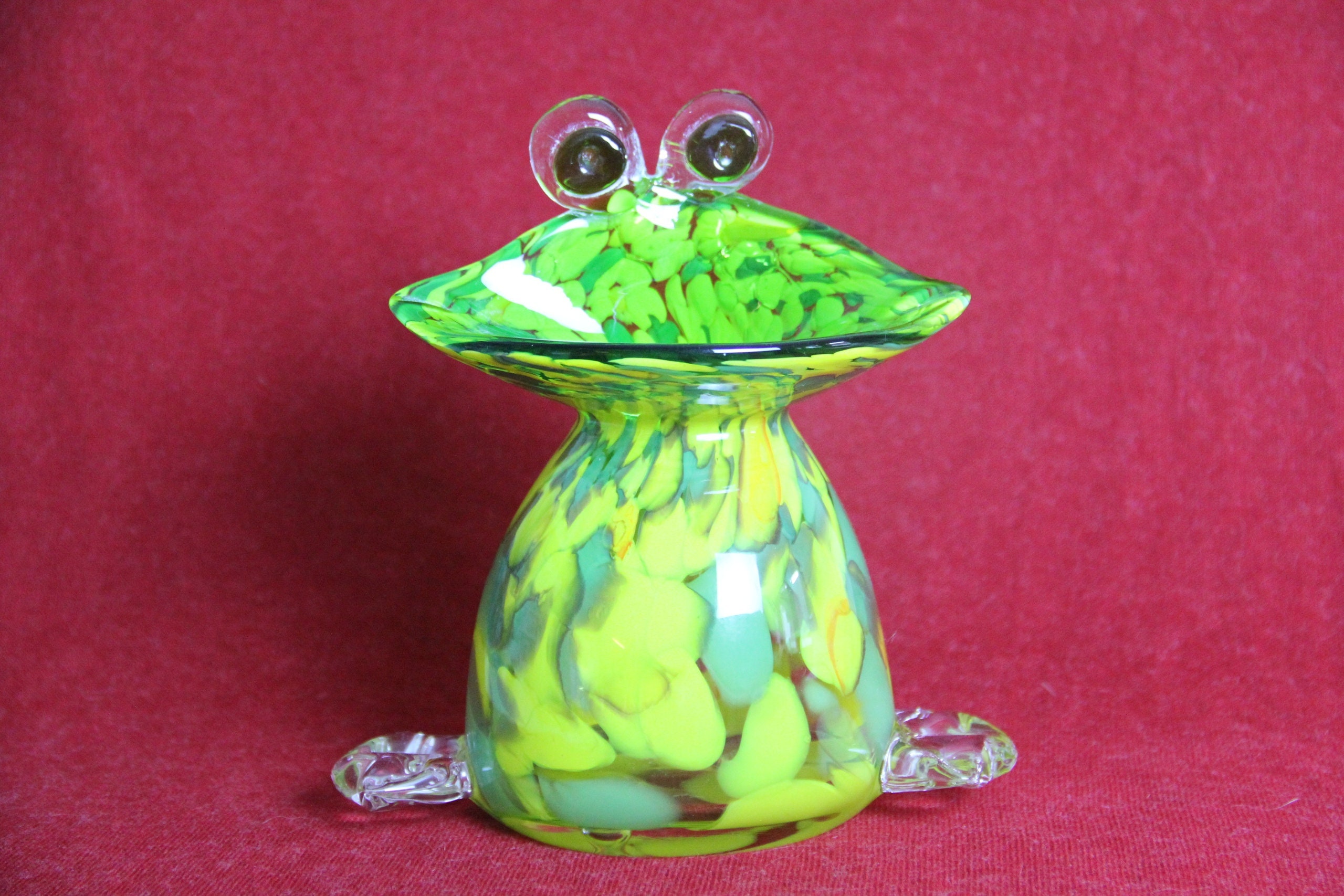 Frog color glass vase vintage handmade 1990 USSR Etsy