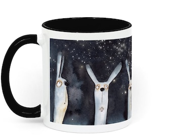 Two Toned Ceramic 11 oz Mug Quirky Hare Design