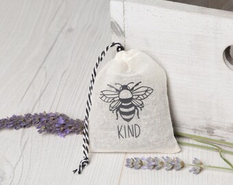 Handmade Bee Kind Lavender Bag Yorkshire Lavender pouch