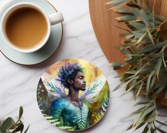 Bracken Round Ceramic Coaster