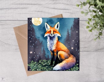 Guardian of the Midnight Woods: A Greeting from the Enchanted Forest Greetings Card