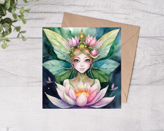 Lotus Fairy "Dianthe" Greetings Card