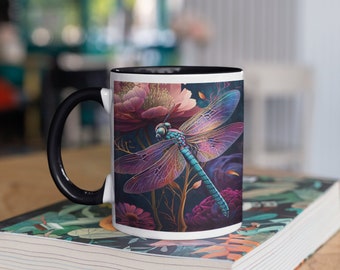 Two Toned 11oz Ceramic Dragonfly Mug