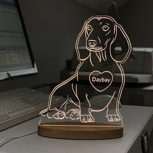 Dachshund mini neon Personalised led lamp Decoration Desk lamp USB lamp Modern home decor Night lamp Neon light effect image 3