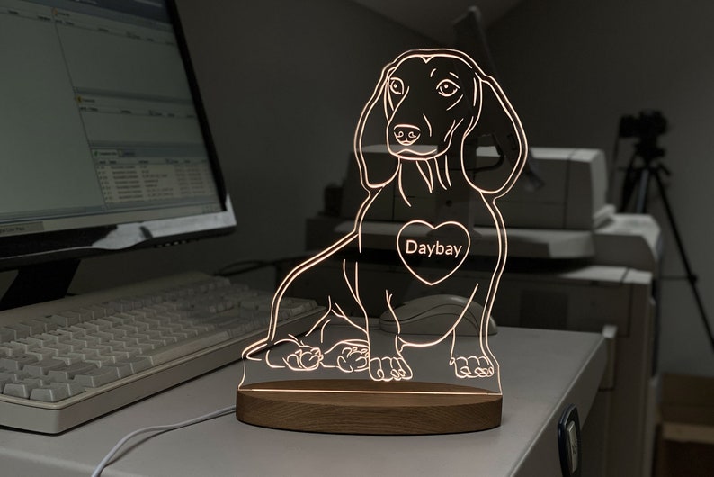 Dachshund mini neon Personalised led lamp Decoration Desk lamp USB lamp Modern home decor Night lamp Neon light effect image 3