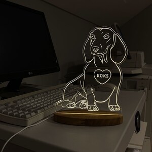 Dachshund mini neon Personalised led lamp Decoration Desk lamp USB lamp Modern home decor Night lamp Neon light effect image 2