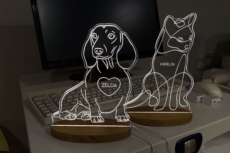 Dachshund mini neon Personalised led lamp Decoration Desk lamp USB lamp Modern home decor Night lamp Neon light effect image 1