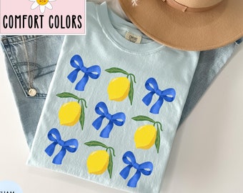 Comfort Colors® Lemon Shirt Citrus Shirt Lemon Tshirt with Bows Aesthetic Fruit Shirt Trendy Fruit Tee Cottage Core T Shirt Gardening Gift