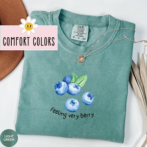 Comfort Colors® Blueberry Shirt Watercolor Blueberry Tshirt Aesthetic Fruit Shirt Vintage Graphic Fruit Tee Cottagecore Shirt Gardening Gift