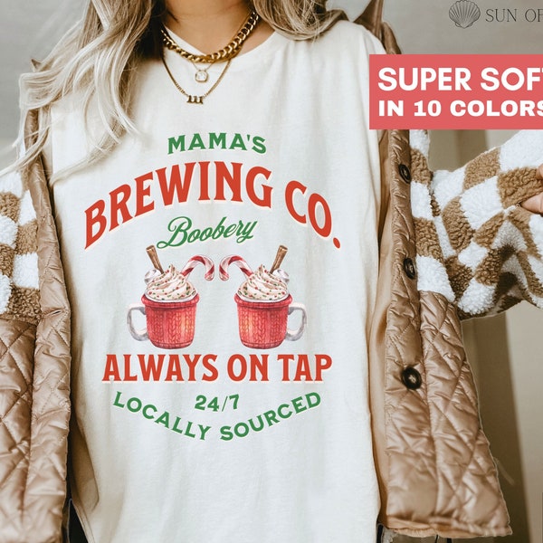 Christmas Breastfeeding Brewery Shirt Mamas Boobery T-Shirt Xmas Funny Breastfeeding T Shirt Brewing Co Shirt New Mom Tee Baby Shower Gift