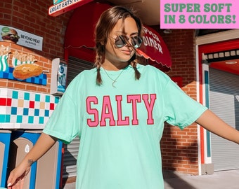 Salty Beach Shirt Trendy Comfort Colors Summer Shirt Cute Surfer Shirt Coconut Girl Shirt Preppy Clothes Beachy T Shirt Oversized VSCO Tee