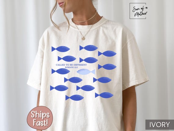 Christian Comfort Colors Shirt Religious Tee Inspirational Tshirt Bible Verse T Shirt Fish Christian T-shirt Trendy Christianity Shirt