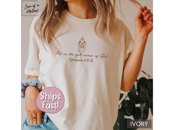 Armor of God Shirt Comfort Colors Christian Shirt Bible Verse Tshirt Women Christian T Shirt Religious T-Shirt Minimalist God Shirt for Girl
