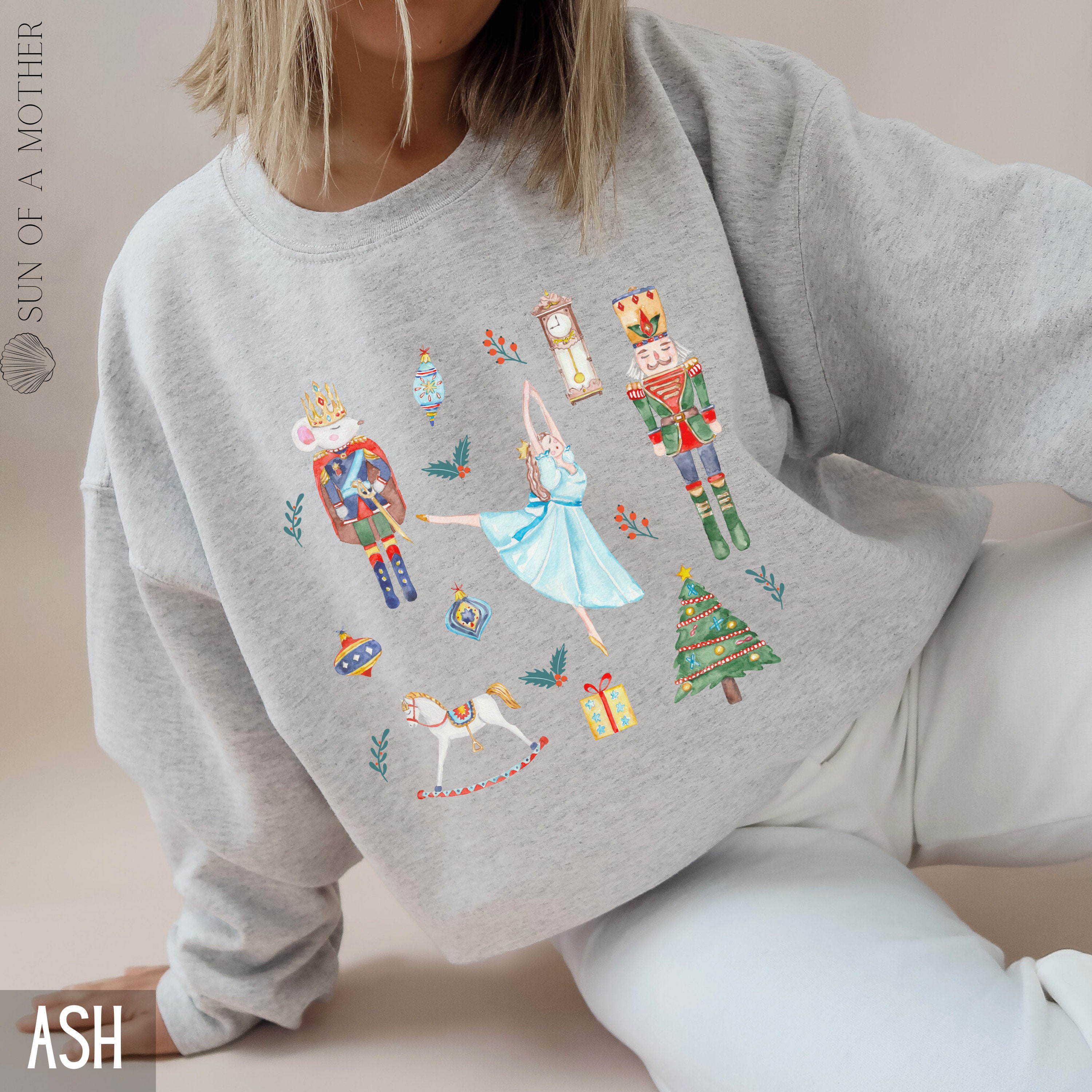 thumbnail interactive-video image 1 of Nutcracker Season Christmas Sweatshirt - Ballet Holiday Crewneck Sweatshirt For Men & Women, Unisex Fall Winter Wear 1 of 10