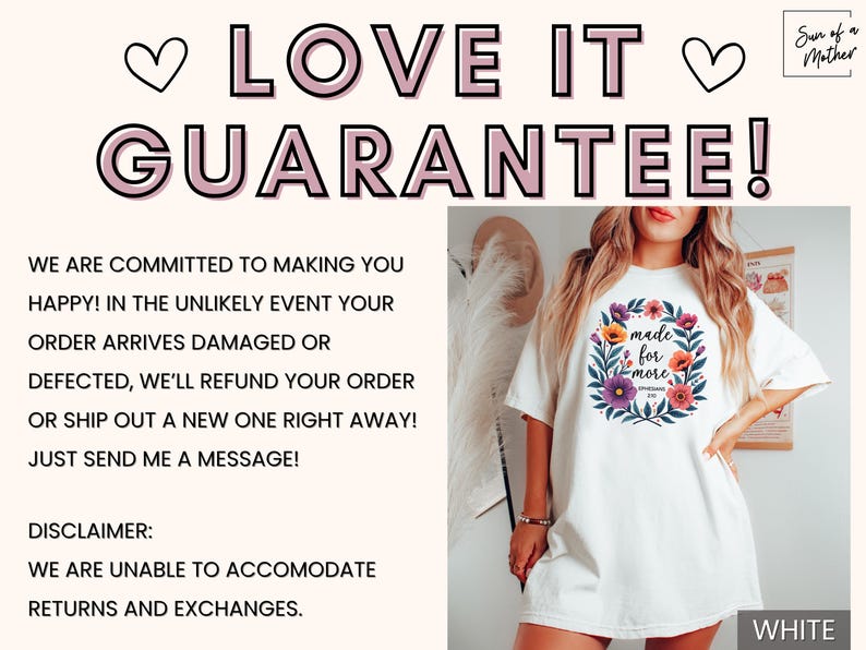 K&ouml;nnte beinhalten: Wei&szlig;es Oversize-T-Shirt mit einem floralen Kranz-Design und dem Text "made for more" in der Mitte. Das Shirt hat eine lockere Passform und einen Rundhalsausschnitt.
