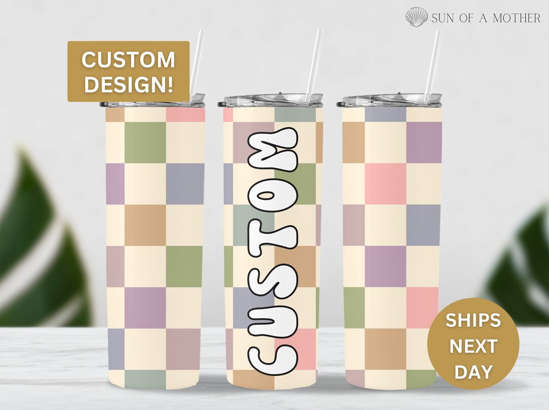 Personalized Retro Tumbler Custom Design Your Text Here Trendy to Go