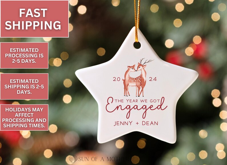 Engagement Ornament Personalized Engaged Christmas Ornament Engagement