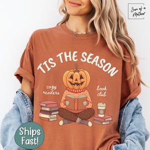 Halloween Book Shirt Cozy Readers Book Club Comfort Colors Bookish Merch Fall Book Lover Shirt Bookish Girly Shirt Reading Shirt Reader Tee