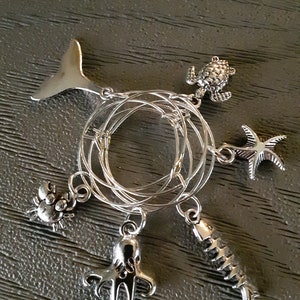 Nautical Beach Gold Silver Beaded Wine Charms