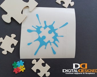 Calcomanía para coche/vinilo con rompecabezas de autismo con salpicaduras de tinta