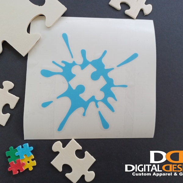 Ink Splatter Autism Puzzle Car Decal | Vinyl Sticker