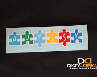 Calcomanía multicolor sobre autismo