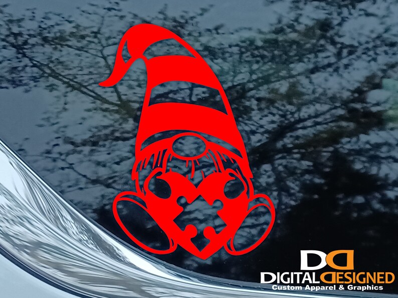 Autism Gnome Decal Red