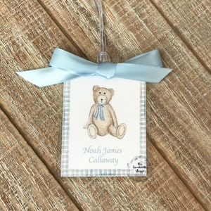 TEDDY BEAR Personalized Name Tag - Diaper Bag Tag - Backpack Tag - Name Tag - Lunchbox Tag - Watercolor Tag