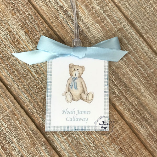 TEDDY BEAR Personalized Name Tag - Diaper Bag Tag - Backpack Tag - Name Tag - Lunchbox Tag - Watercolor Tag