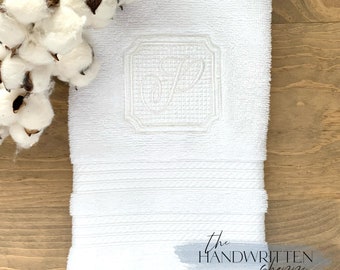 Embroidered Monogram Hand Towel - Embossed