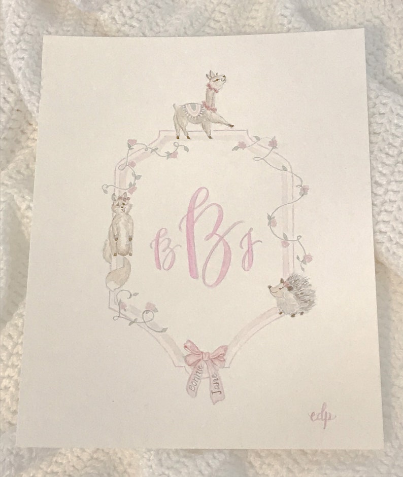 Baby Crest - Nursery Monogram - Watercolor Nursery Decor - Nursery ...
