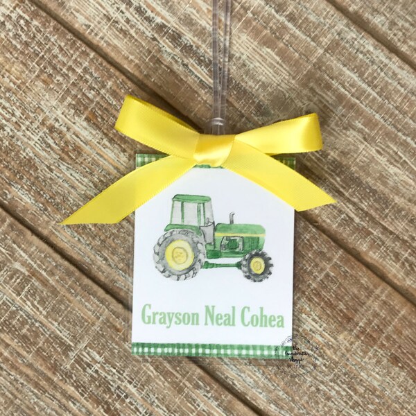 Personalized TRACTOR Name Tag - Diaper Bag Tag - Backpack Tag - Name Tag - Lunchbox Tag - Watercolor Tag