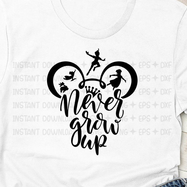 Never grow up SVG,  family shirt, never grow up dxf, Family trip shirt design SVG cut file, Hand lettered cut file